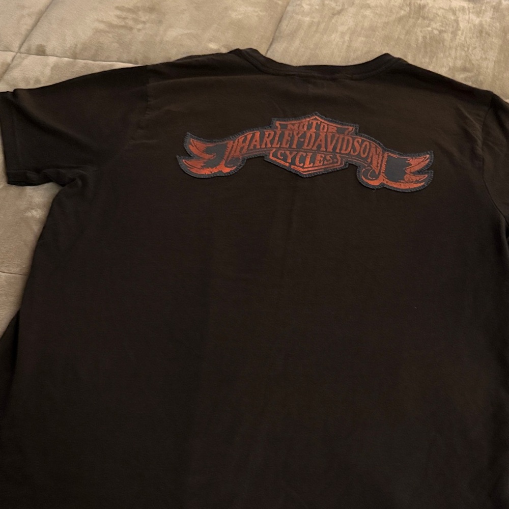 Harley-Davidson Dark Brown Tee with Orange Logo